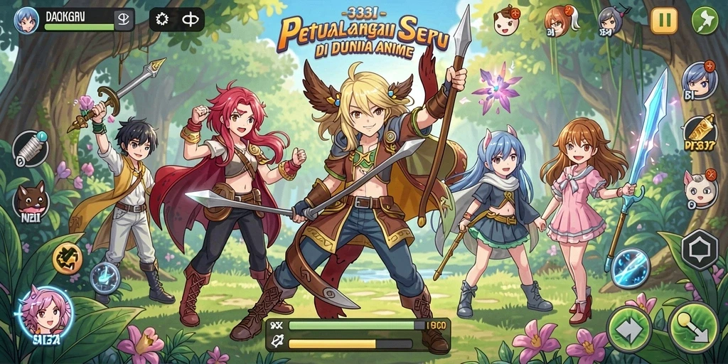 Screenshot gameplay 333I menampilkan karakter anime yang beraksi.