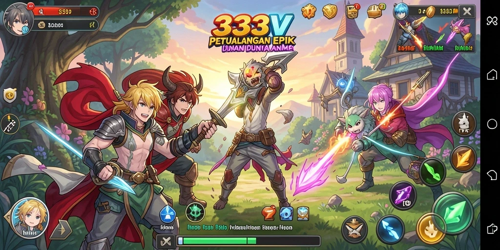 Tampilan menarik dari gameplay 333V yang penuh aksi Anime.