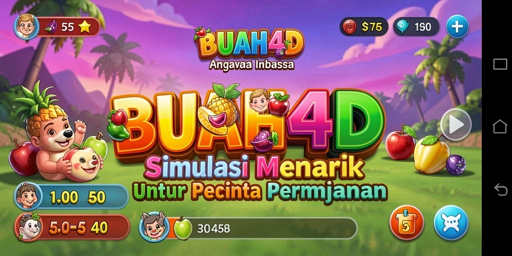 Screenshot BUAH4D menampilkan pengguna sedang menikmati gameplay simulasi yang menarik.