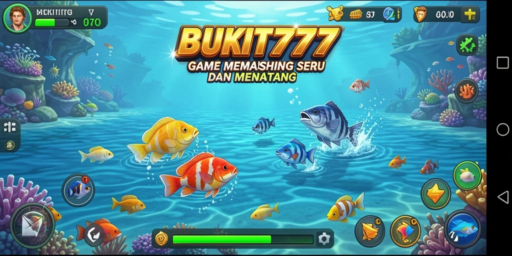 Tampilan gameplay BUKIT777 dengan suasana memancing yang realistis.