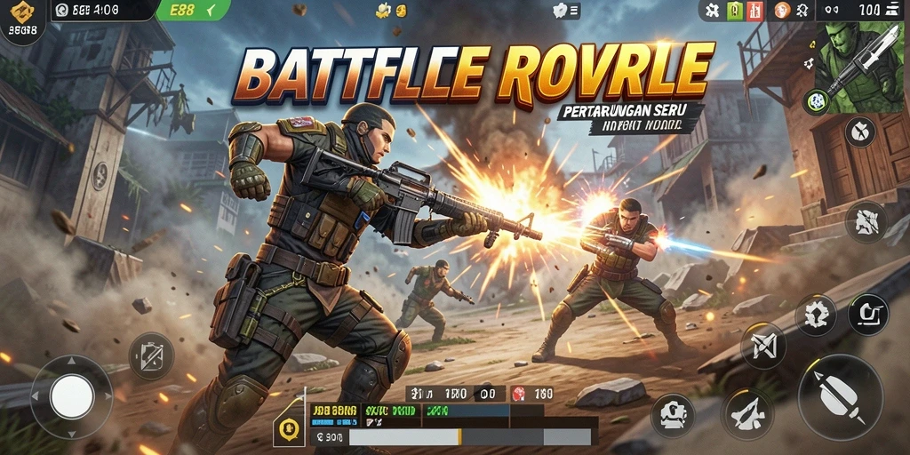 Gameplay seru E88 dalam mode Battle Royale yang mendebarkan.