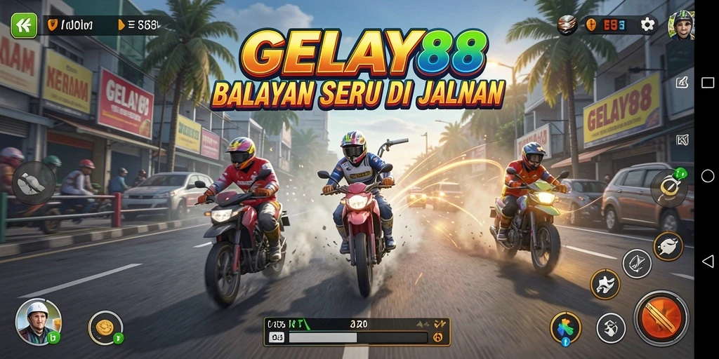 Tampilan gameplay balapan yang menegangkan dan menarik di GELAY88.