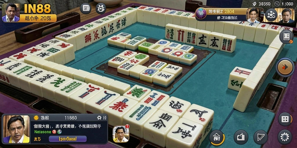 Screenshot IN88 menampilkan gameplay Mahjong yang menarik.
