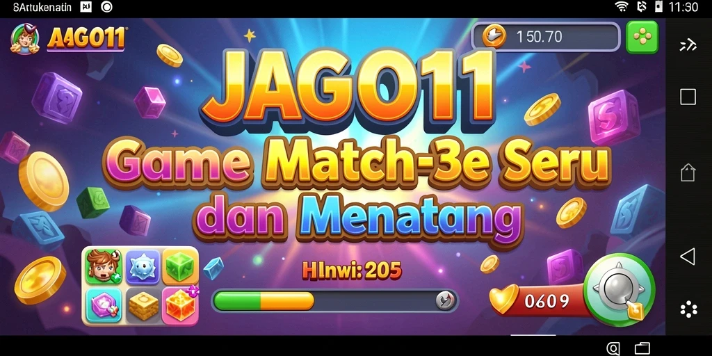 Tampilan gameplay JAGO11 yang penuh warna dan menarik.