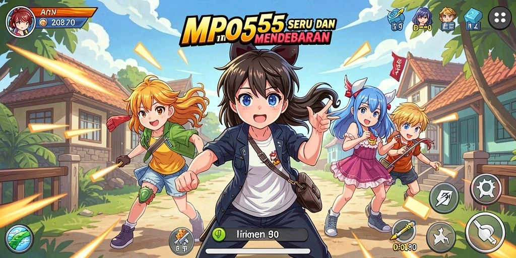 Tampilan gameplay seru dari MPO555 dengan aksi karakter Anime.