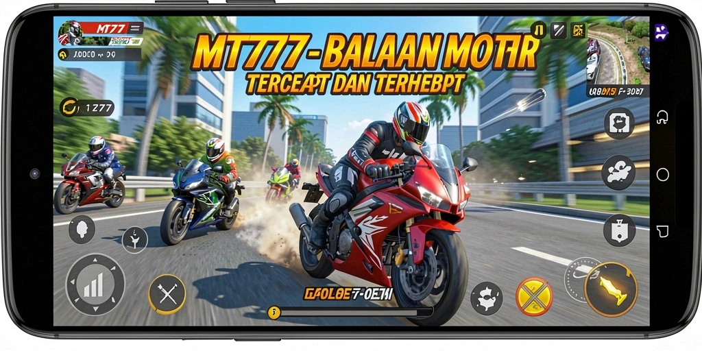 Tampilan menarik gameplay balapan motor di MT777.