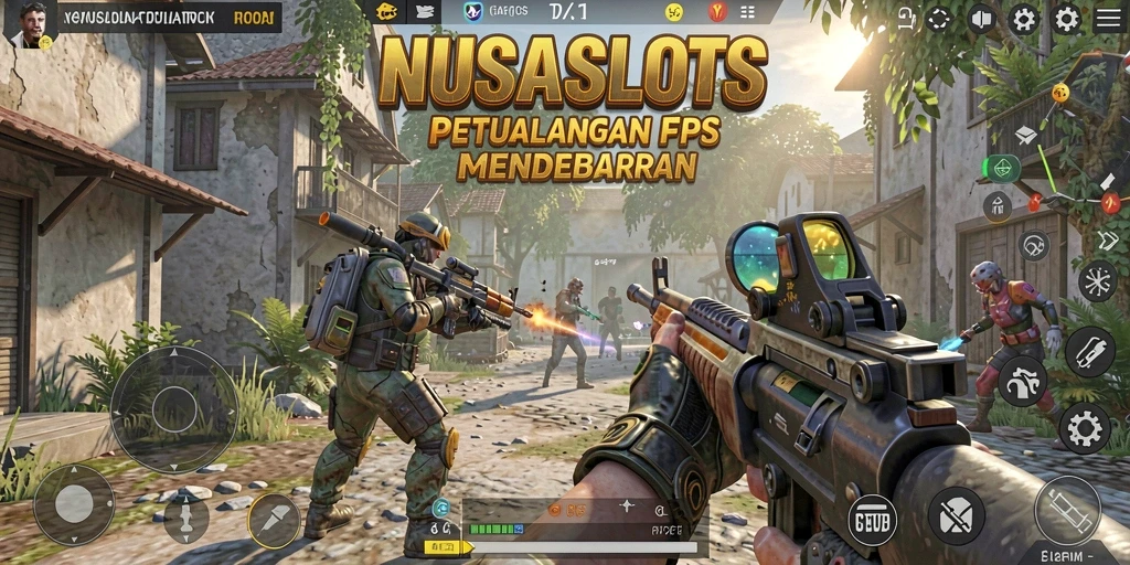 Tampilan gameplay mendebarkan di NUSASLOTS dengan aksi FPS intens.