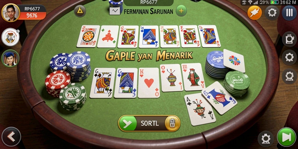 Gameplay seru Gaple dengan teman dan pemain lain.