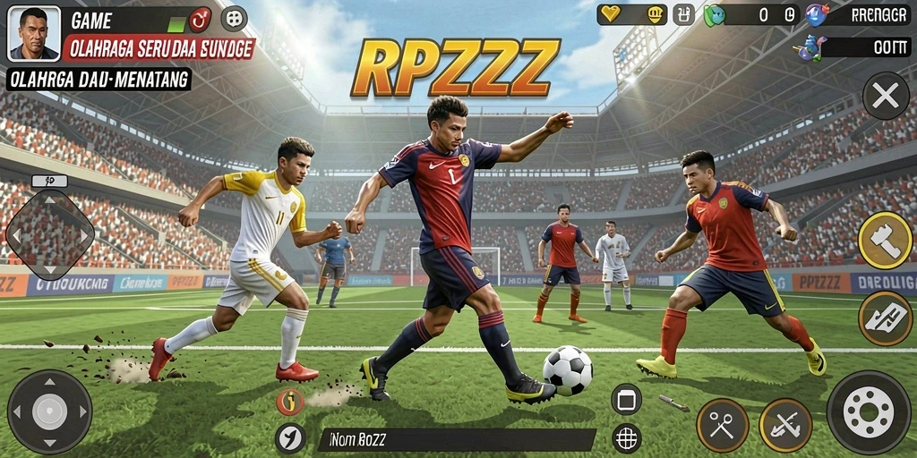 Screenshot gameplay RPZZZ dengan aksi seru dalam pertandingan olahraga.