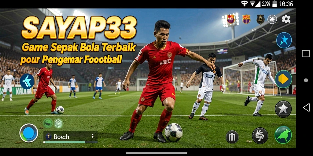 Screenshot SAYAP33 menampilkan gameplay sepak bola yang intens dan seru.