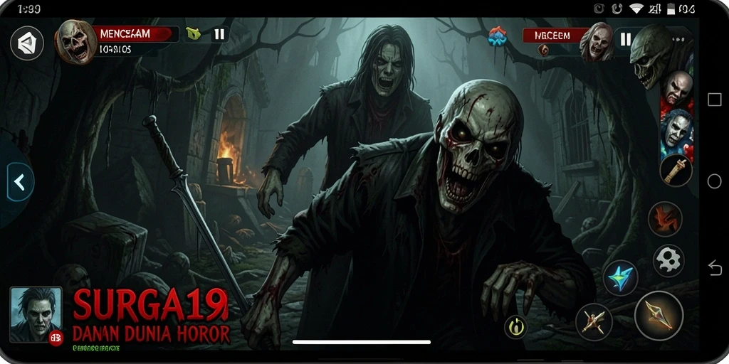 Tampilan ominus dari gameplay SURGA19 yang mencekam.