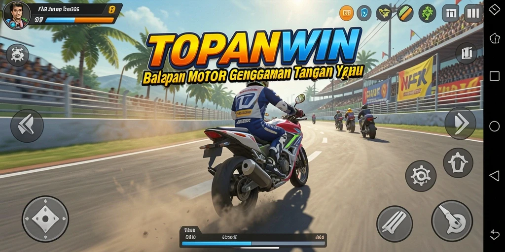 Tampilan balapan mendebarkan di <strong>TOPANWIN</strong> dengan trek dan motor yang memukau.